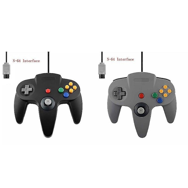 2-pack Klassisk Trådbunden N64-handkontroll Retrospel 64-bitars Spelhandkontroll Joystick Ersättningshandkontroll 17 2 pcs