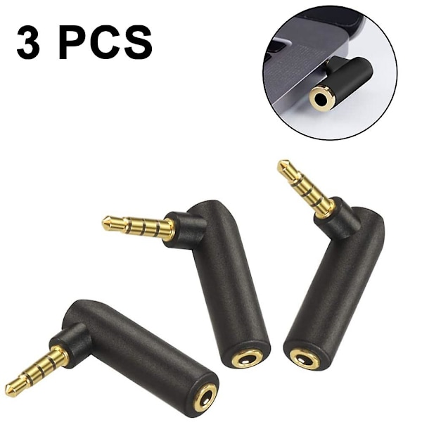 3,5 mm:n audioadapteri, suorakulmainen kuulokeadapteri, naaras-uros 90 asteen aux-adapteri