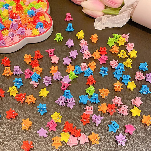 100 stk. mini hårklemmer, plastik mini hårklemmer, hårklemmer, små hårklemmer til børn og piger, blandet stil{GKS}
