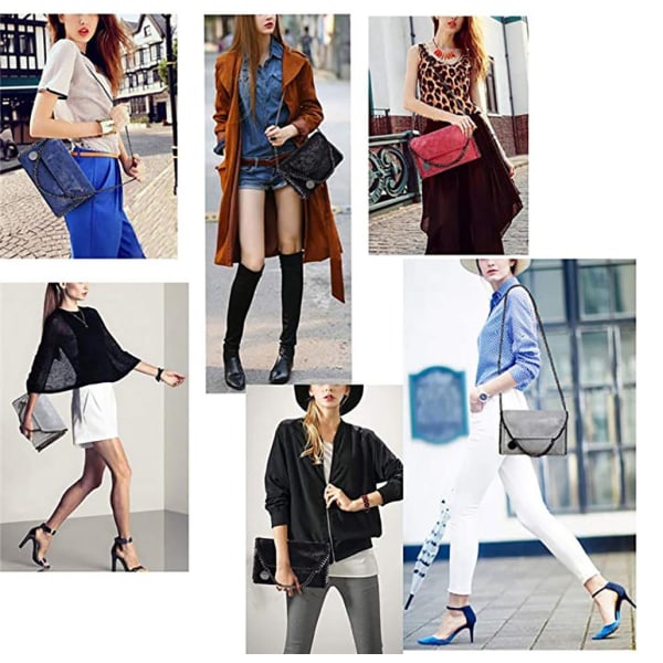 Handväskor för kvinnor, clutches, eleganta axelväskor, metallisk kedja