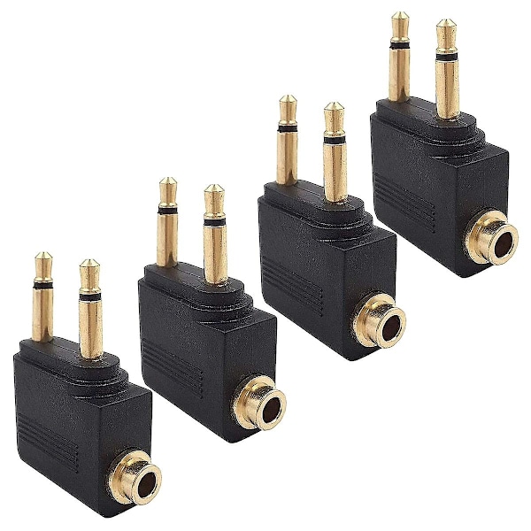 4-pak flyadapter for hodetelefoner, flyadapter for hodetelefoner, 3,5 mm gullbelagt jack