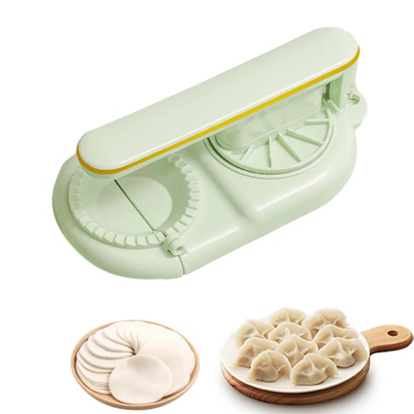 Manuel dejpress DIY dumplingmaskine, 2-i-1 dumplingform, til køkkenhjælper ved fremstilling af dumplings ravioli (grøn)