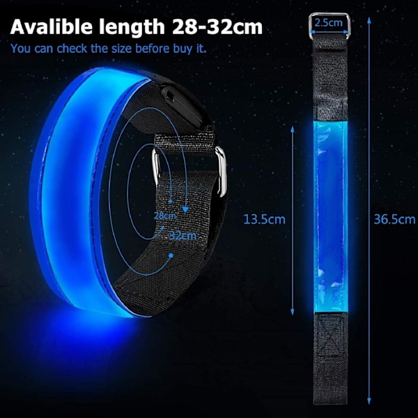 2 uppladdningsbara LED-strips, LED-reflexband för löpband, justerbara