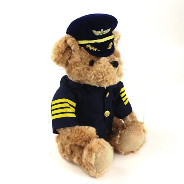 Mysig Tecknad Pilot Teddybjörn Plysch Kapten Björn Mjuk Docka brun[GKS] brown 25cm