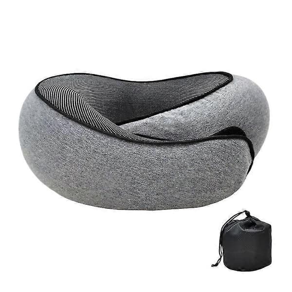 Resenackkudde U-formad minnesbomull Nackkuddar Massage Nackkudde Sovande Flygplanskudde Cervikal Hälsovårdskudde Mörkgrå dark grey
