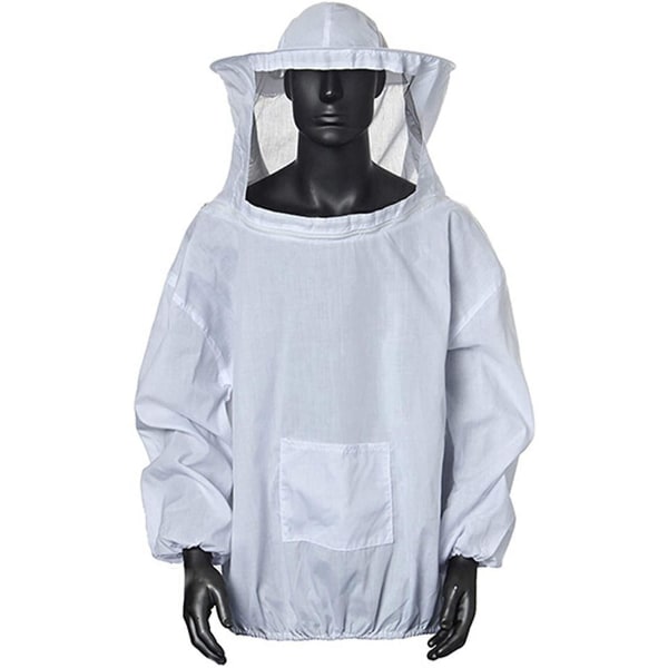 Mehiläishoitajan takki hatulla Ammattimainen suojahattu Mehiläispuku vetoketjulla Mehiläishoitajille Mehiläishoitajille (valkoinen)