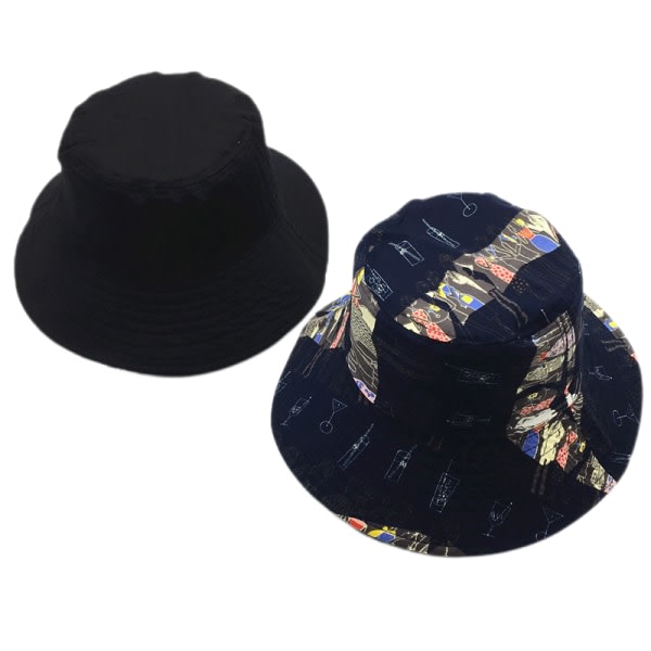 Dubbelsidig fiskarmössa kreativa söta utskrifter kruka hatt sommar män och kvinnor gata parasoll hatt