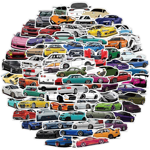 100 kpl JDM-autotarroja vesipulloon, kannettavaan tietokoneeseen