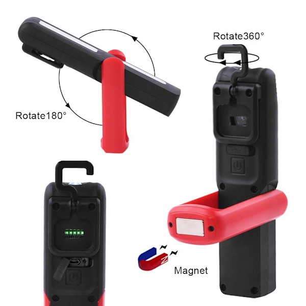 Magneettinen LED-taskulamppu ORANSSI - varastossa Red