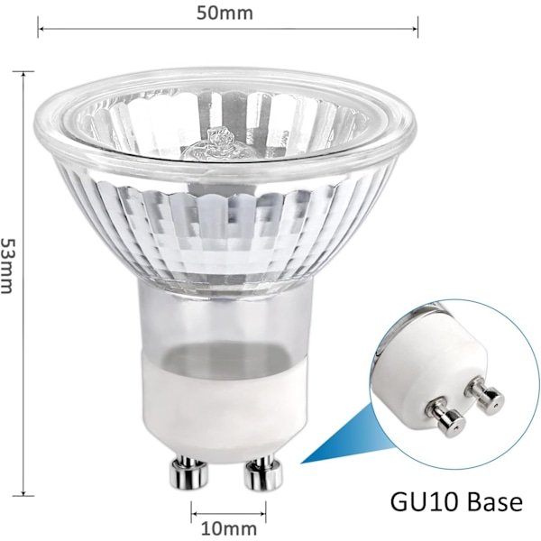 Halogeenilamppu GU10 35W 220V, 380lm Lämmin valkoinen 2700K, Himmennettävä halogeenivalonheitin, kaappivalaisimiin, esittelylamppuihin, 6-pakkaus-WELLNGS