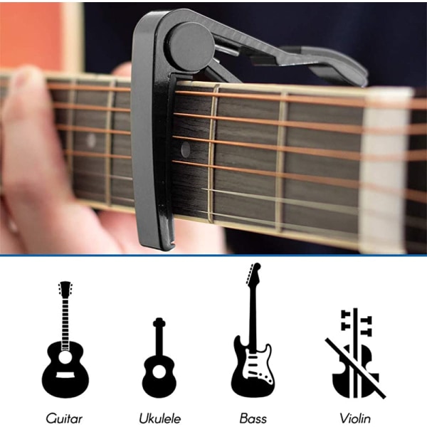 2-pack gitarr capo aluminiumlegering Universal gitarr capo för akustisk, klassisk och elektrisk gitarr, ukulele, bas, banjo (röd)