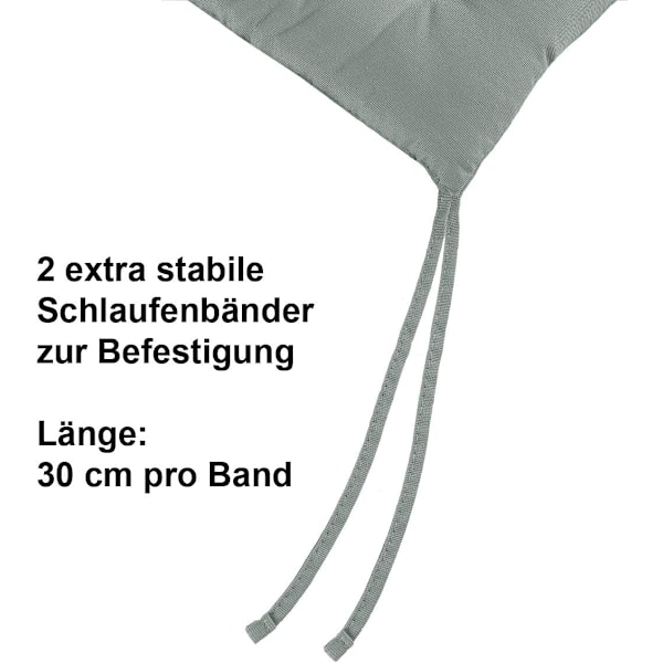 Set med 4 grå sittdynor 40x40x5cm med fästremmar för