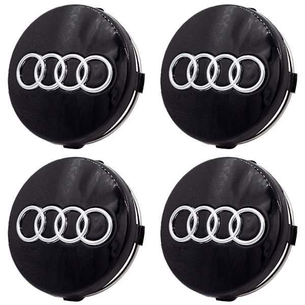 4-pak - Audi Center Caps / Hjulkapselmærker - Bil 61 Black 60mm