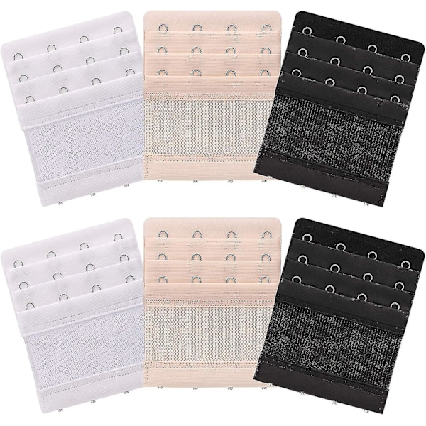 6 Pieces Soft Comfortable Extenders For Women Bra Strap 4 Hook 3 Row