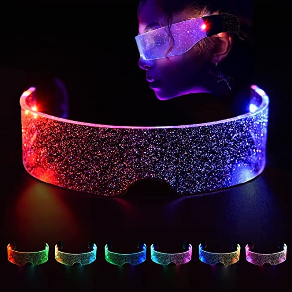 Självlysande glasögon, LED-glasögon, cyberpunkglas, festljusglas