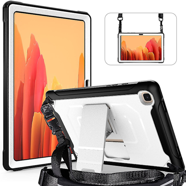 Glanset Overflate Etui for Samsung Tab A7 10.4 Tommer med Avtakbar Skulderstropp, Justerbart Stativ, Oppbevarings Mini-veske, Fullt Beskyttende Etui