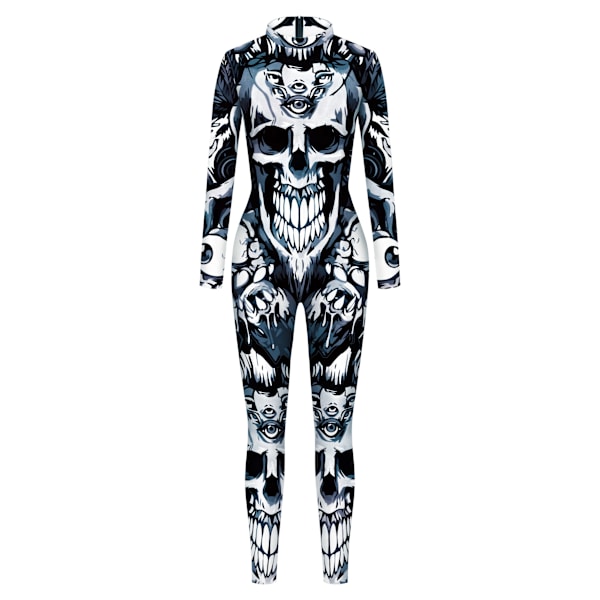 Zawaland Halloween-fest tryckt spandex elastisk zentai skelett kroppsdräkt cosplay kostym catsuit B142-161 B142-161 M