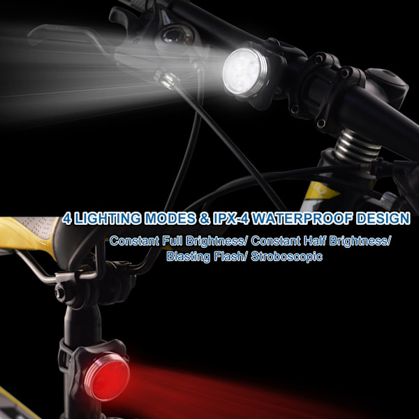 Cykelbelysningsset, superljusa USB-uppladdningsbara cykellampor