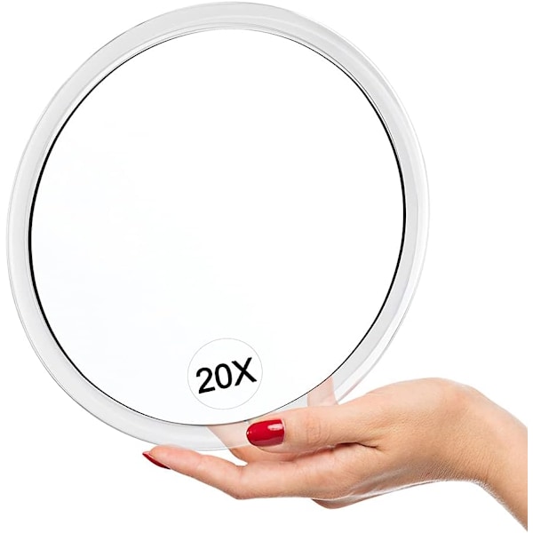 20x Magnifying Mirror with Suction Cups (16.2cm Round) - Perfect for makeup, hair removal and more