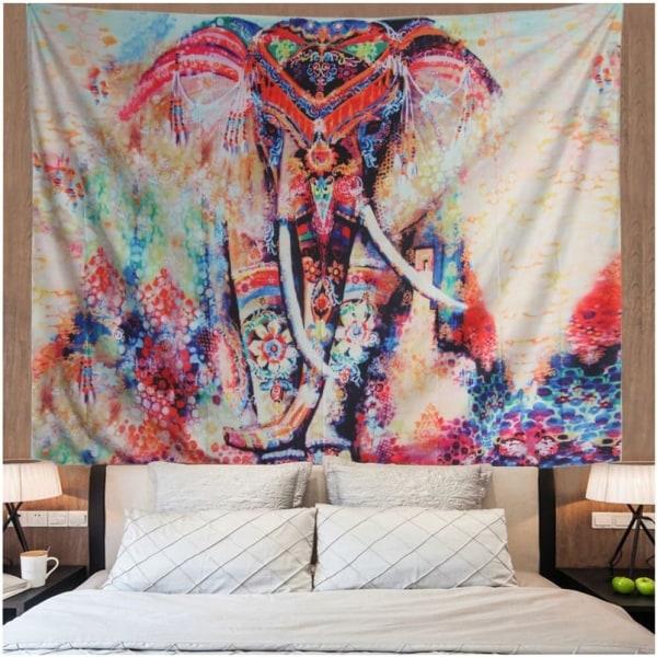 Akvarell Elefanttapet Väggfäste Mandala Gobeläng Bohemiskt Gobeläng Psykedeliskt Väggtapet Blommor Psykedeliskt Gobeläng Indisk sovsal Deco