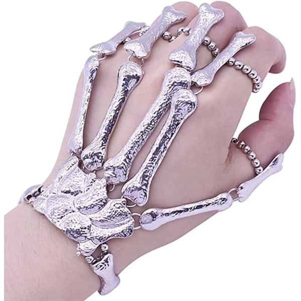 Halloween-armband i metall med skelett och skallar