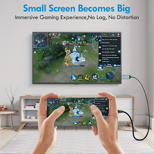 Lightning til HDMI Adapterkabel, HDMI Kabel til iPhone til TV Kompatibel med iPhone & YouTube til TV Output med 1080P HD Display 4 Meter, Grå