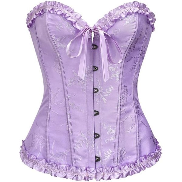 rest.Y Fashion Corset Naisten Plus-kokoinen Jacquard-kuvioitu teräsjousikorsetti Laventeli Large