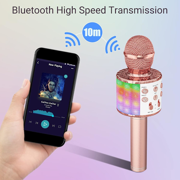 Trådlös Karaoke-mikrofon med LED-dansljus