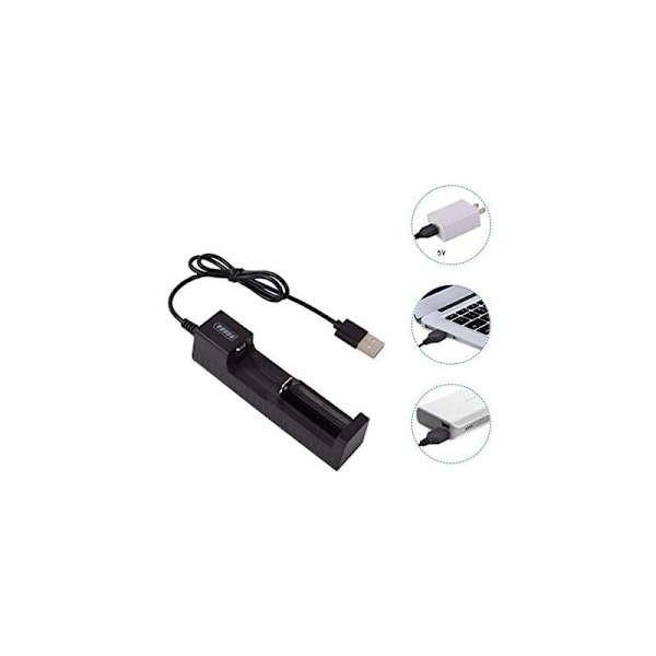 USB-laddare för litiumbatteri, bländande ficklampsaccessoar, 18650-laddare, 26650, intelligent litiumbatteriladdare, 3,7 V, svart