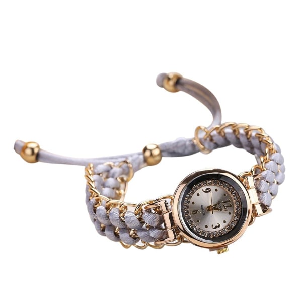 Armbandsur för kvinnor, stickat rep, kedjelindning, analoga kvartsklockor, enkel stil, watch, arabiska siffror