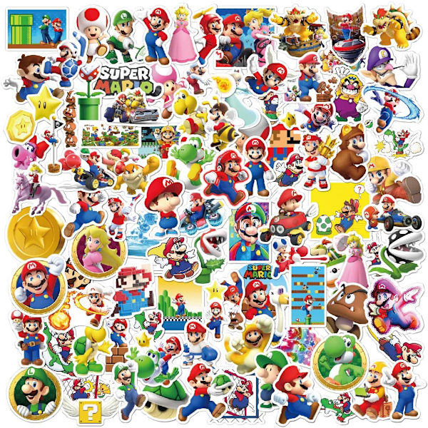 100 kpl Mario Bros -tarra-setti, Super Mario vinyyli vedenpitävä S[GKS] B