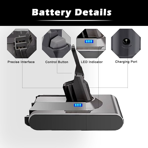 21,6V 6500mAh Batteribyte Dyson V8:lle