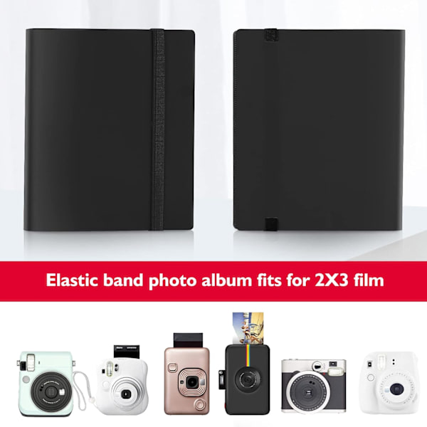 160 ark fotoalbum til Fujifilm Instax Mini 70 7s 8 8+ 9 11 25 50s 90, Polaroid Z2300, Polaroid PIC-300P (sort)