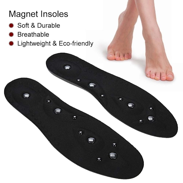 Par Magnetiske Terapi Sundhedspleje Fodmassage Indlægssåler Unisex Sko Indlæg Puder S(35-40)