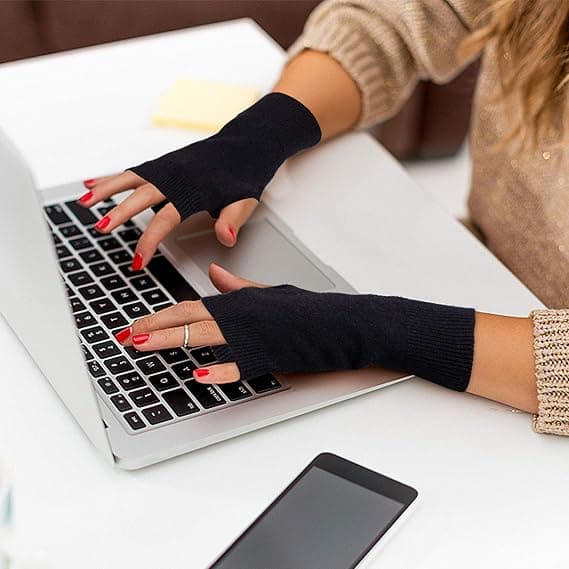 Sort 2 par fingerløse handsker cashmere håndledsvarmere termisk G A