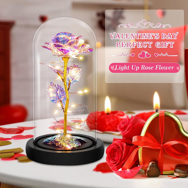 Evig Blomst Glas Lampeskærm Rose Valentinsdag Gave til Kæreste Gave Ornament Simulation Blomst