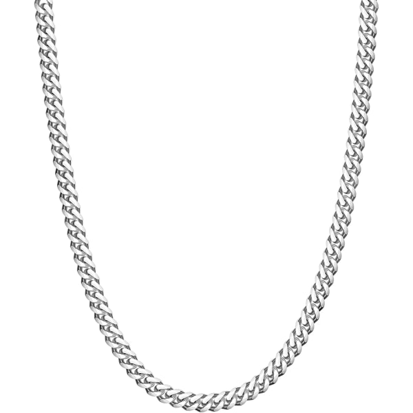 Silverkedja för män, 6 mm kubansk kedja halsband smycken present till män kvinnor, män, flicka tjej superstark glänsande herrkedja 22 tum