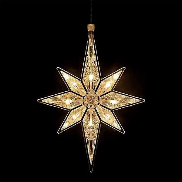 Kongque - 10,8 tommer Betlehem Julestjerne Vinduslys Plast Lysende Stjerne Juletre Toppdekorasjon Store Hengende Stjerner Julevinduslys LED