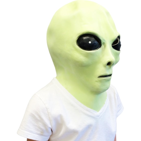 Glow in the Dark Alien Maske med Grønn Alien Bøybar Leke nøkkelring