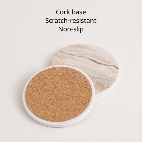 LIFVER Underlagsett med 6, Underlag for Drikke Absorberende Stein med Holder, Svart Marmor Stil Keramisk Drikkeunderlag  KaffeBord Dekor