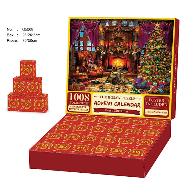 Christmas puzzle, 1008 pcs Christmas calendar, puzzle, 24 day Christmas weekend puzzle DT