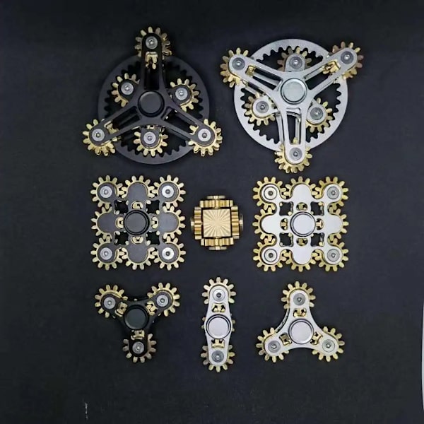 Ny Dubbel Ferris Kugghjuls Fidget Spinner Nio Tands Länksystem Hand Spinner EDC Kugghjuls Länk Finger Gyroskop Leksak för Barn Vuxna