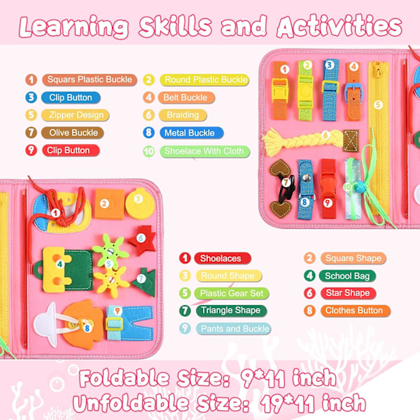 Montessori-lelu taaperoille, opettavainen oppimislautapeli, aisteja kehittävä lelu hienomotoristen taitojen kehittämiseen, matkalelu lentokoneeseen ja autoon [GKS] Pink