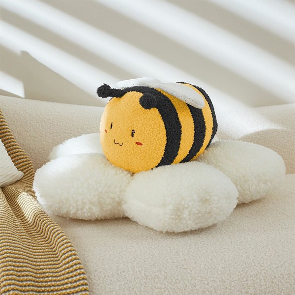 Stor Plysch Bina Leksak Fyldt Dyr Fuzzy Bee Plushie Dukke Pude Blød Anime Værelse Dekoration