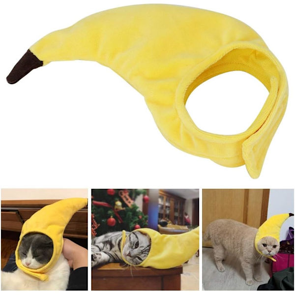 Kattlue, morsom hodeplagg bananhodeplagg morsom hundelue kattunge myk lue antrekk brukervennlig