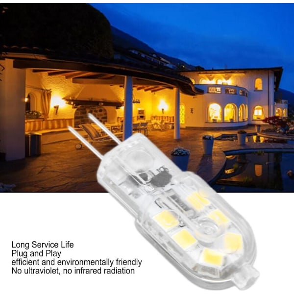 10 st G4 LED-lampa Dimbar med hög ljusstyrka och färgåtergivning, transparent skal, lampor för landskapsbelysning DC 12V (Varmvit)-AD10-