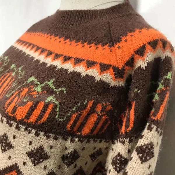 Halloween sweater Boho græskar strikket sweater kvinder kaffe ekstra stor large