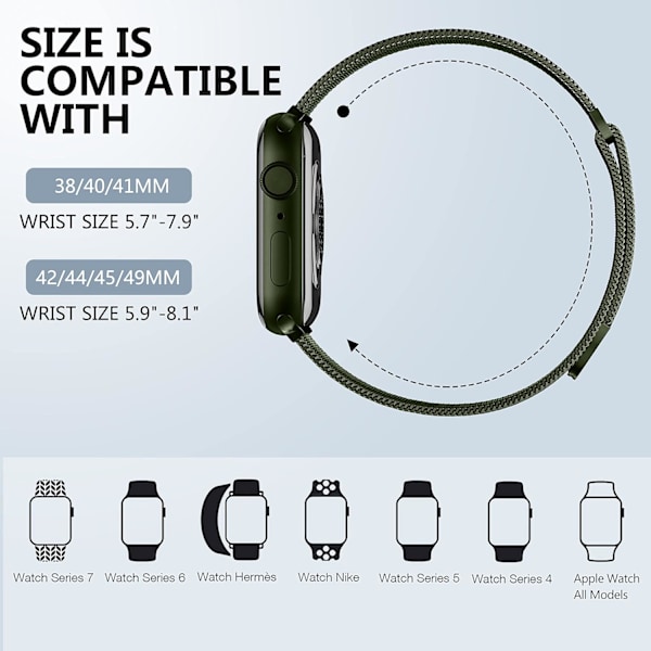 Metallreim kompatibel med Apple Watch 40 mm 38 mm 41 mm Grønn Green 38/40/41mm