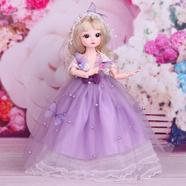 1/6 30CM BJD-nukke Tyttö DIY Pukeutumis Prinsessa Leikki 3D Simulaatio Silmät Meikki 21 Liikkuvaa Niveltä Nuken ja Vaatteiden Sarja Blue set Doll and clothes