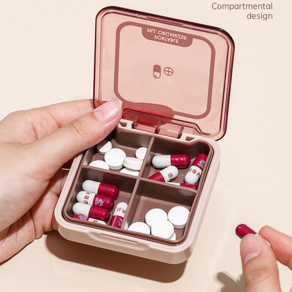 4 Grid Medicin Pill Box Case För Förvaring Rese Pill Case Vita Blue